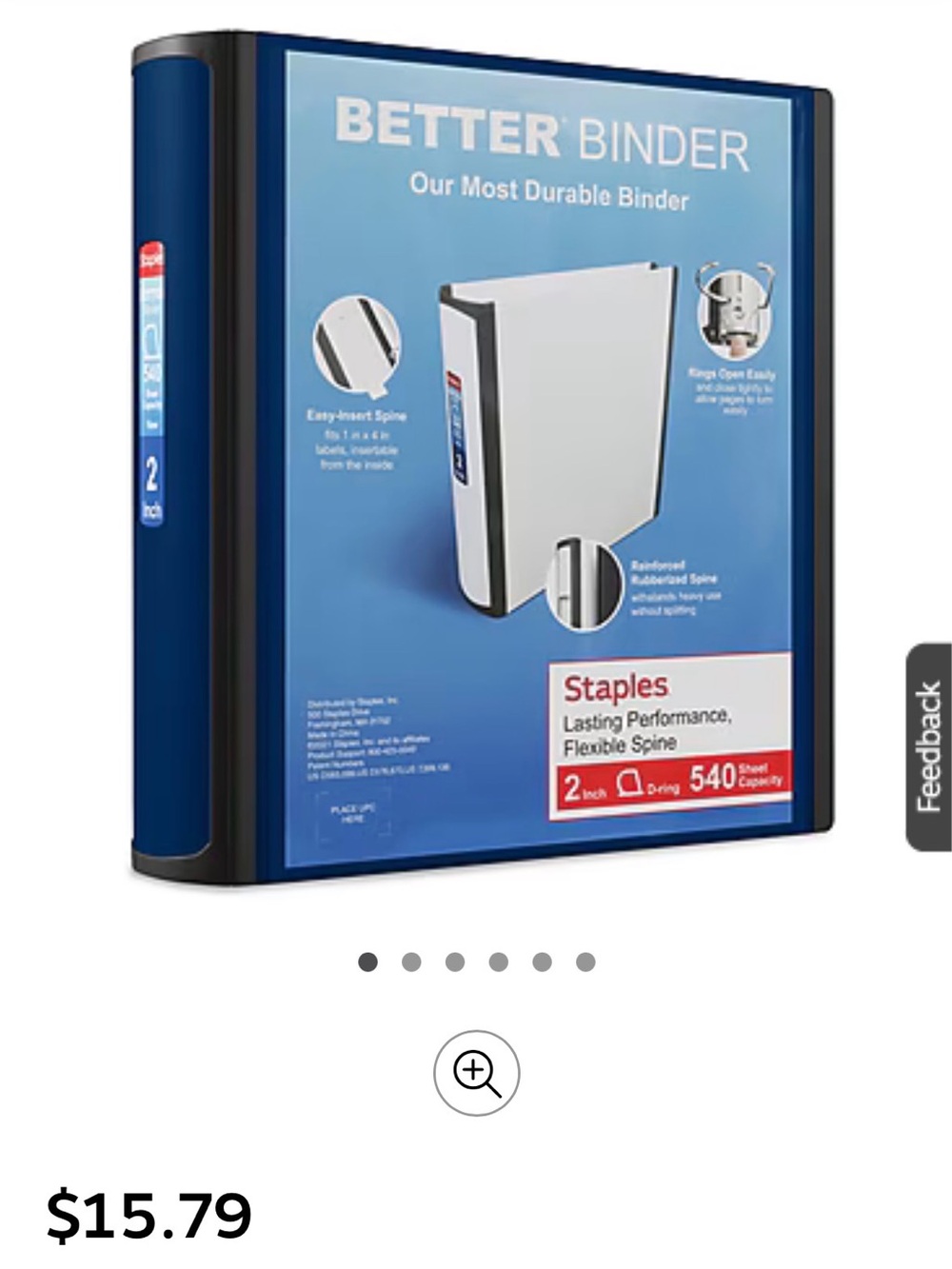 Set of Four (4) Staple Better Binder in Blue and Black